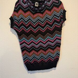 Missoni Multicolor Chevron Knit Sleeveless Sweatshirt - Black, Pink, Blue, Brown